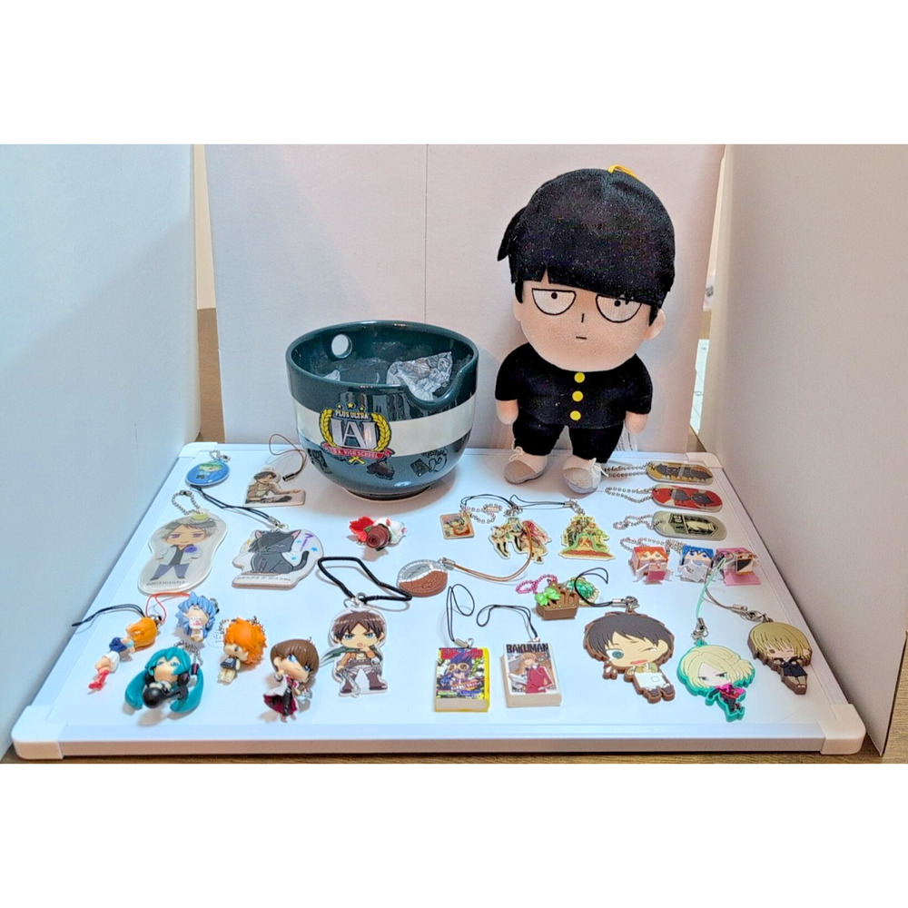 anime figures keychains plush ramen mug lot of 29 bundle reseller lot?